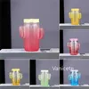 Gradient Mason Cup Transparent Handtag Halmkoppar Kaffe Mjölk Teajuice Tumblers Sommardrink Tool T500716