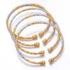 Wando 4 unids/lote brazaletes de dos colores para mujer/niña Etiopía India África Dubai brazalete pulsera color oro diseño abierto B95 Q0719