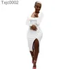 Women Dress Designer Slim Sexy Bodycon Split Dresses Square Collar Solid Color Long Sleeve Maxi Skirt Clubwear Clothes Plus Size 9 Colours