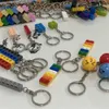 100 stks / dhl multi shapes bouwsteen sleutelhanger sleutelhangers auto sleutel ring houder regenboog acryl blokken opknoping hanger sieraden ketting charms GT3Tuez