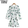 TRAF女性シックなファッションフローラルプリント蝶ネクタシ