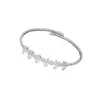 Braccialetto di perle a file singole Bracciale elasticizzato regolabile con polsino aperto intarsiato con strass per migliori amiche sorelle Q0719