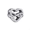 Heart-shaped Bow Inlaid Zircon Bangle Pendant 925 Sterling Original Fits Pandora Charms Bracelet for Family Woman Charm1964