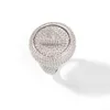 Anpassat namn A- Z-snurrringar isade ut 360 Rotertable Ring Cubic Zirconia Diy 14K Diamond Men Women Gift Hip Hop Jewelry2082