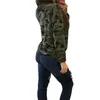 Vrouwen Camouflage Sweatshirt V-hals Hoodies Truien Vrouwelijke Lange Mouw Bandage Trainingspakken Jumper Tops Sudaderas Mujer 210419