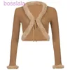 2022 Höst Sexiga Womens Toppar Ny Furry Lace Pit Bar Cardigan Långärmad V-Neck Slim Sweater 4 Färger