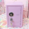 WG INS Safe Box Pink Decorative Savings Piggy Bank Metal Iron Mini Dormitory förvaringsskåp Money Kawaii 210914328D