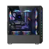 GAMEKM Boîtier D'ordinateur De Bureau ATX/M-ATX/ITX Panneau Latéral Acrylique Refroidissement Par Eau Antipoussière RVB Gaming PC Shell pour - Noir