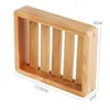 Natural Wooden Soap Dishes Holder Bamboo Soap Dish Tray Plate Box Case Bathroom Shower Tray Sink Deck Bathtub Storage Self Draining Sponge Holders Rack