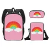 Halloween Rainbow Printed Back To School Students Schoolbag Tie Dye Fashion Kids Boys Grils Backpack Shoulder Bags Polyester Small Satchel Three Piece Suit G94F7D0