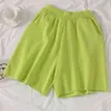 Sticka godisfärg kvinnor shorts elastisk vänta avslappnad sommar mode korttryck alla matchar lös ropa mujer 17164 210415