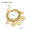 Big Gold Punk Chain Coins Bracelet Personality Vintage Portrait Charms Bracelets For Women Fashion Jewelry Accessories