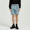 IEFB Men Summer Korean Fashion Loose Simple Solid Color Trend Jeans Shorts Men's Belt Straight Bottoms 9Y5796 210524