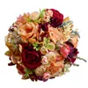 Flores decorativas guirnaldas otoño vintage novia boda ramo charmo naranja crema fleurs rose peonies artificial ramos nupciales ramo de