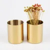Newstainless ouro ouro redondo vaso vaso vaso cilindro titular de caneta rosa vasos multifuncional armazenamento lápis cilindro decoração de jardim lle10641