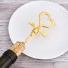 Gold Wine Opener Stopper Love Set Gift Box Elegant Heart Shaped Bottle Openers Corkscrew Champagne Valentines Wedding Souvenir Gifts Party Favor SN6399