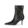 Leather Pillage Style Sheepskin 2021 Toe Ankle Boots Booties Casual Party Dress Shoes 8cm Stiletto Heels Fish Glitter Zipper Zip 4 Colours Size 34-45 57932 3-5