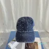 Designers Baseball Cap Luxurys Chapéus Mulheres Lazer Moda Vintage Denim Diamond Designer Chapéu Inverno Caps Quente preto e azul 2 cores