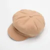 Autumn Winter Hats For Women Solid Plain Octagonal Newsboy Cap Men Ladies Casual Wool Hat Beret Painter Cap