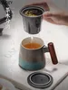 CeramicCup Office FilterCup avec couvercle Manche en bois Passoire Séparateur d'eau Boîte-cadeau de Noël