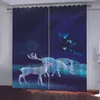 크리 에이 티브 3D 커튼 동물 사진 인쇄 드레이프 거실 침실 블랙 아웃 창문 도어 주방 커튼