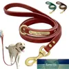 Personalized Leather Dog Leash Custom Engraved Pet Walking Leashes Soft Lead Rope With ID Tag Name Plate Supplies Collars & Factory price expert design Quality Latest