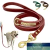 Personlig Läder Hund Leash Anpassad Graverad Pet Walking Leashes Soft Led Rope Med ID Tag Namn Plate Tillbehör Krider Fabrikspris Expert Design Kvalitet Senaste