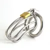 NXY Cockrings Male Chastity Devices Stainless Steel Cock Cage for Men Metal Belt Penis Ring Sex Toys Lock Bondage Adult Products 1214