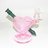 Czerwony różowy kształt serca szklane zlewki Bong Dab Rig HOISHAH 6 '' Heady Water Rury Bongs Quartz Banger Puchar Oil Rigns Bubbler Palenie Rury