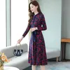 Simple Comfortable and Elegant Printed Dress with Long Sleeves High Waist Thin Stereoscopic Knitting Dresses 210423