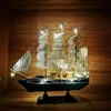 desk Decoration home wooden Sailboat model boat decor desktop Craft Caribbean Black Pearl Sailing Boats Easter gift 210811