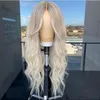 Nouvelle platine ombre cendre blonde blonde sans glue wigs wigs wigs 1800Density Heubs Human 13x6 Transparent Lace Front Wig pré-tour du milieu brésilien Remy Full Lacewigs 5 perruques