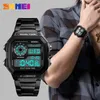 SKMEI Top Luxury Fashion Sport Watch Men Clock 5Bar Waterproof Watches Stainless Steel Strap Digital Watch Reloj Hombre New 210407