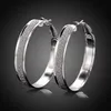 100% 925 Sterling Silver Hoop Kolczyk Dla Kobiet 40mm Scrub Duży Okrągły Kolczyki Kolczyki Biżuteria Prezent