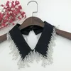 Bow Ties Women White Fake Collar Handmade Beads Detachable Solid Color Shirt False Blouse Top Vestidos Neckwear Decor Donn22