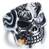 Dominil Diamond Set Terminator Skull Titanium Steel Ring Man Personlighet Punk Motorcykel Smycken