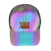 2021 new arrival fashion reflective hat custom baseball sports caps, christmas gift rainbow shiny reflective sport cap