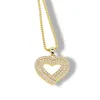 Valentines Day Gift 41+10CM Box Chain Micro Pave Baguette CZ Heart Shaped Pendant Iced Out Bling Jewelry Necklace For Women Chains