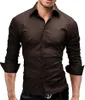 Brand 2021 Fashion Male Shirt Long-Sleeves Tops Slim Casual Solid Color Mens Dress Shirts Men XXL Men's