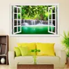 3d Window View Waterfall Wall Sticker Decal Wallpaper Nature Landscape Decals For Living Room Home Decor Art Poster Stickers