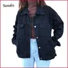 Semfri jacka kvinnor svart denim vinter jeans kappa casual hajuku streetwear kvinnlig vintage dropshipping