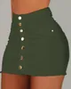 Kvinnor Hög midjeficka Knapp Design Denim Kjolar Kontor Lady Hips-Wrapped Bodycon Mini Skirt Kvinna Klubb Slim Fit Short Dress 210415