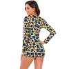 Jumpsuit Mulheres Verão Elegante Leopardo Amarelo Imprimir Manga Longa Shorts Playsuits Feminino V-Pescoço Bodycon Slim Romper 210517