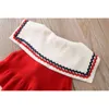 귀여운 한국어 아기 소녀 옷 가을 니트 스웨터 드레스 겨울 유아 나비 넥타이 민소매 공주 키즈 의상 Vestidos 210508