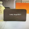 Designer Kvinnor Plånböcker Enkel dragkedja Lång Plånbok Dam Clutch Kvinnlig Män Plånbok Kort Mynt Plånböcker Läder Korthållare Fick Tygväskor 60017