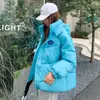 Vinter Down Cotton Jacket Ladies Koreansk Lös Tjock Hooded Långärmad Candy-Colored Plus Size Warm Parka Coat 210913