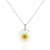 Vrouwen Mode Echte Natuurlijke Gedroogde Bloem Ketting Eenvoudige Ronde Hars Hanger Ketting Voor Vrouwen Gift Sieraden Groothandel