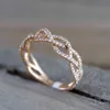 IPARAM Rose Gold Zircon Twist Geometric Fashion Lady Luxury Cutout Design Wedding Party Ring Gift