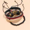 Bangle JessingsHow 4 stks / set Mannen Jongens Lederen Armband Geweven Armbanden Vintage Roer Mannelijke Verjaardagscadeau Sieraden Polsband