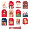 クリスマスの装飾48ピースメリークラフト紙のタグDIY手作りプレートギフトボックス装飾年の装飾